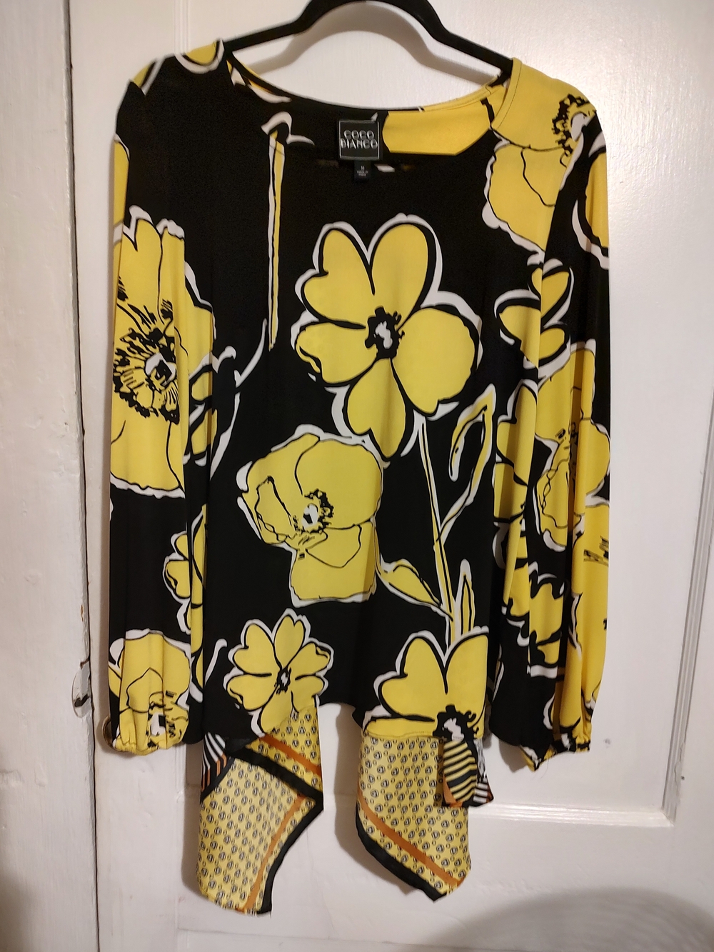 Labor Day Special Coco Bianco Women’s Black & Yellow Floral Long-Sleeve Top